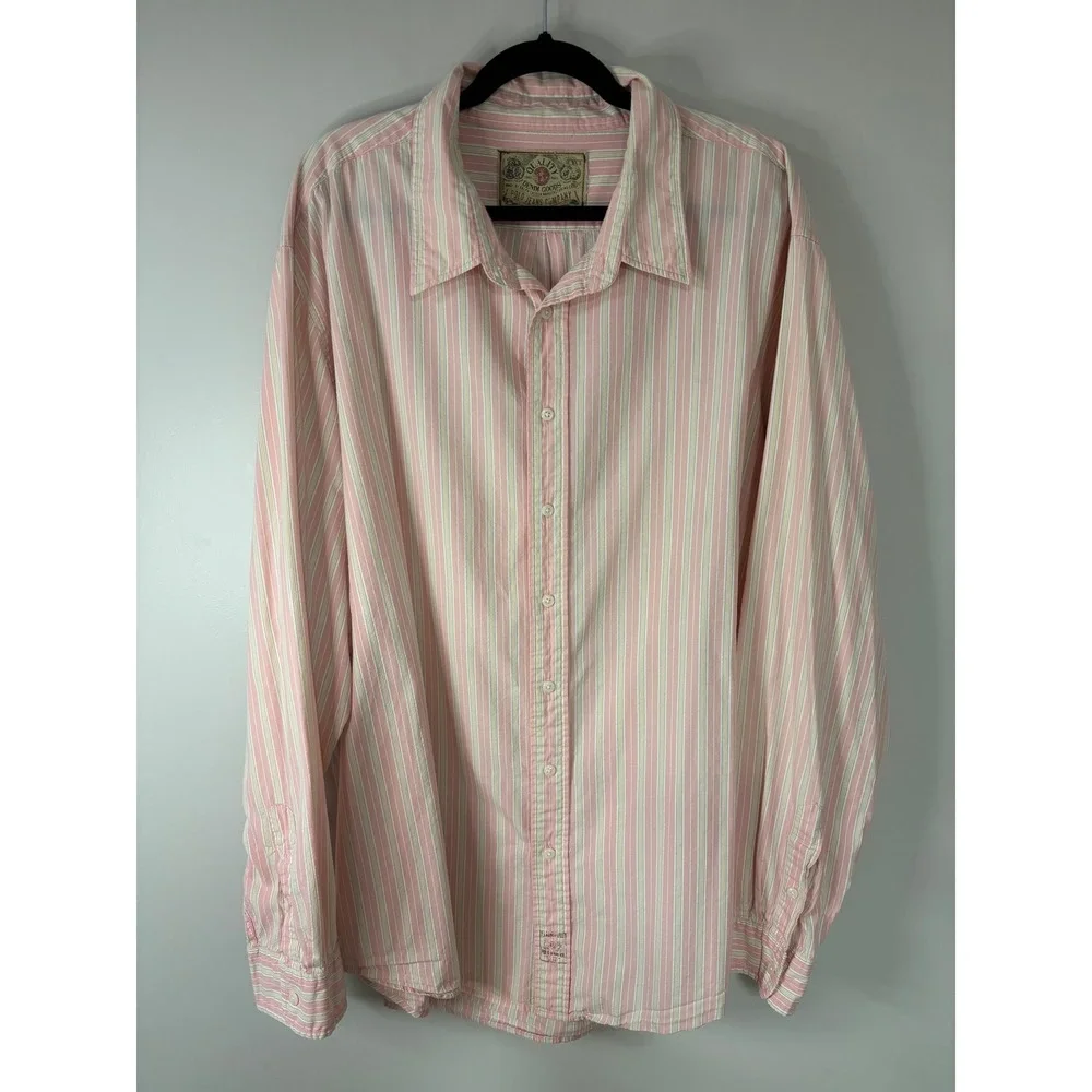 Polo Jeans Company‎ Mens 3XL Pink White Stripe Long Sleeve Button Down Shirt